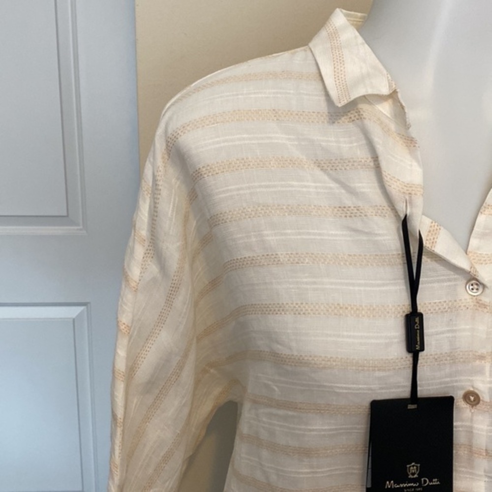 NWT! Massimo‎ Dutti Striped Linen Tie Blouse - Picture 2 of 7